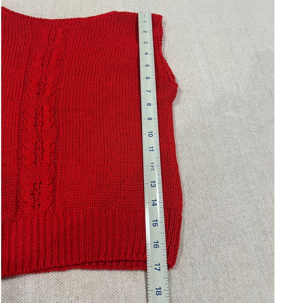 Vintage Liz Claiborne Sweater Women's Petite S Red Silk Blend Cable Button Back - Picture 5 of 8
